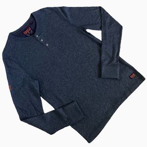 Superdry NWOT Henley Heather Blue. Sz 2XL